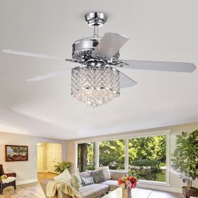 Deidor 5-blade 52-inch Chrome Ceiling Fan with 3-Light Crystal Chandelier