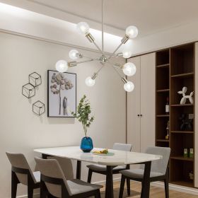 Modern Sputnik Chandelier Lighting 8 Lights Brushed Nickel Chandelier Mid Century Pendant Lighting Gold Ceiling Light Fixture for Hallway Bar Kit