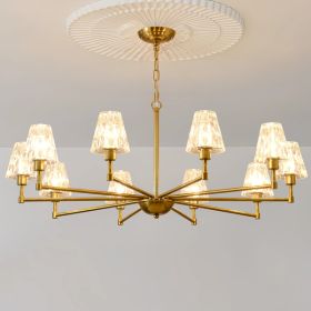 Mid Century Glass Chandelier Modern Gold Pendant Light Fixture, 10 Light Farmhouse Chandeliers for Dining Room Living Room Bedroom