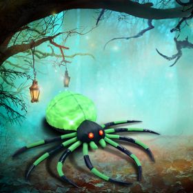 HOMCOM 6 Halloween Inflatable Outdoor Decoration Spider, Blow Up LED Yard Decor For Garden, Lawn, Party, Holiday, Waterproof (Color: Green)