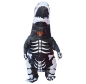 Skeleton Ribs Dinosaur Inflatable Costume For Kid Blow Up Fancy Dress Costume For Child Halloween Cosplay Party Christmas-Only Supports Self-pick (Color: Black)