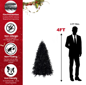 4.5.6.7.7.5.8.9ft PE  PVC Mixed Black Tree (Option: 4feet mixed black tree)
