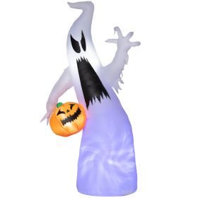 HOMCOM 5.9' Halloween LED Yard Decor Ghost with Pumpkin, Blow Up Inflatable Outdoor Decoration, Waterproof (Color: default)