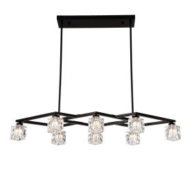 Matte Black Crystal Chandelier for Dining Room (Color: as Pic)