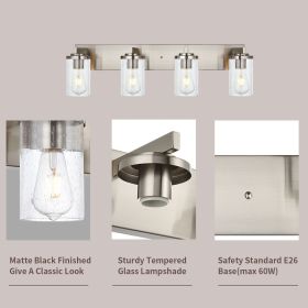 6-Light Vanity Light in Matt Black Finish, Vintage Farmhouse Mirror Lights with Clear Glass Shade. (Color: Brushed Nickel, Numbers of Light: 4-Light)